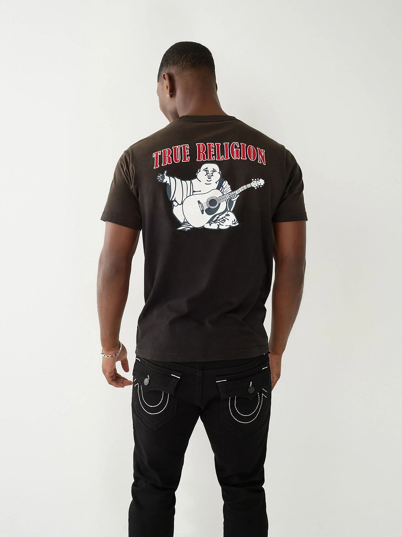True Religion Men Black Solid Round Neck Short Sleeves T-shirt - Image 2