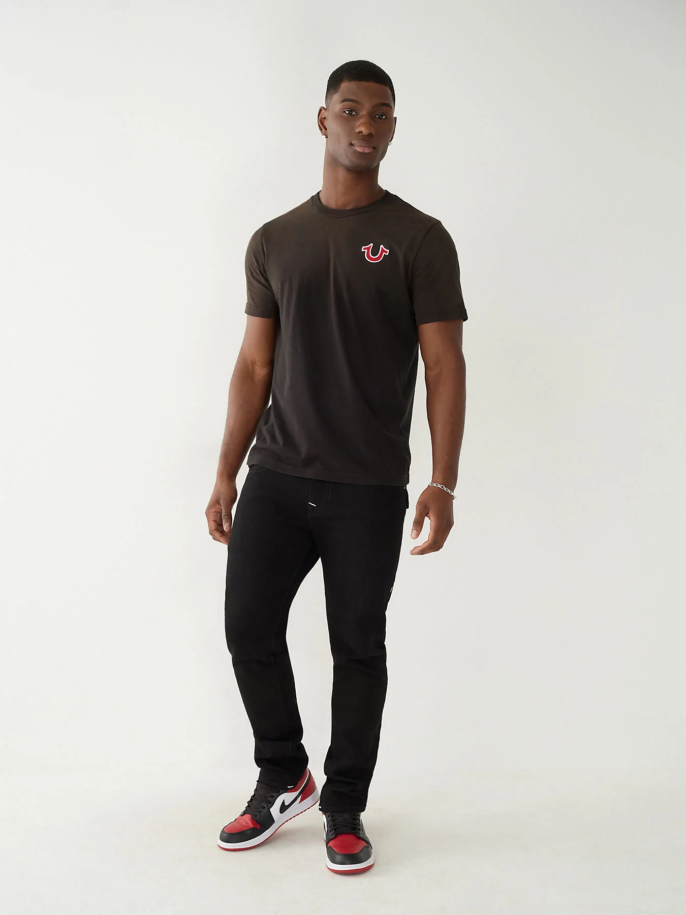 True Religion Men Black Solid Round Neck Short Sleeves T-shirt - Image 3