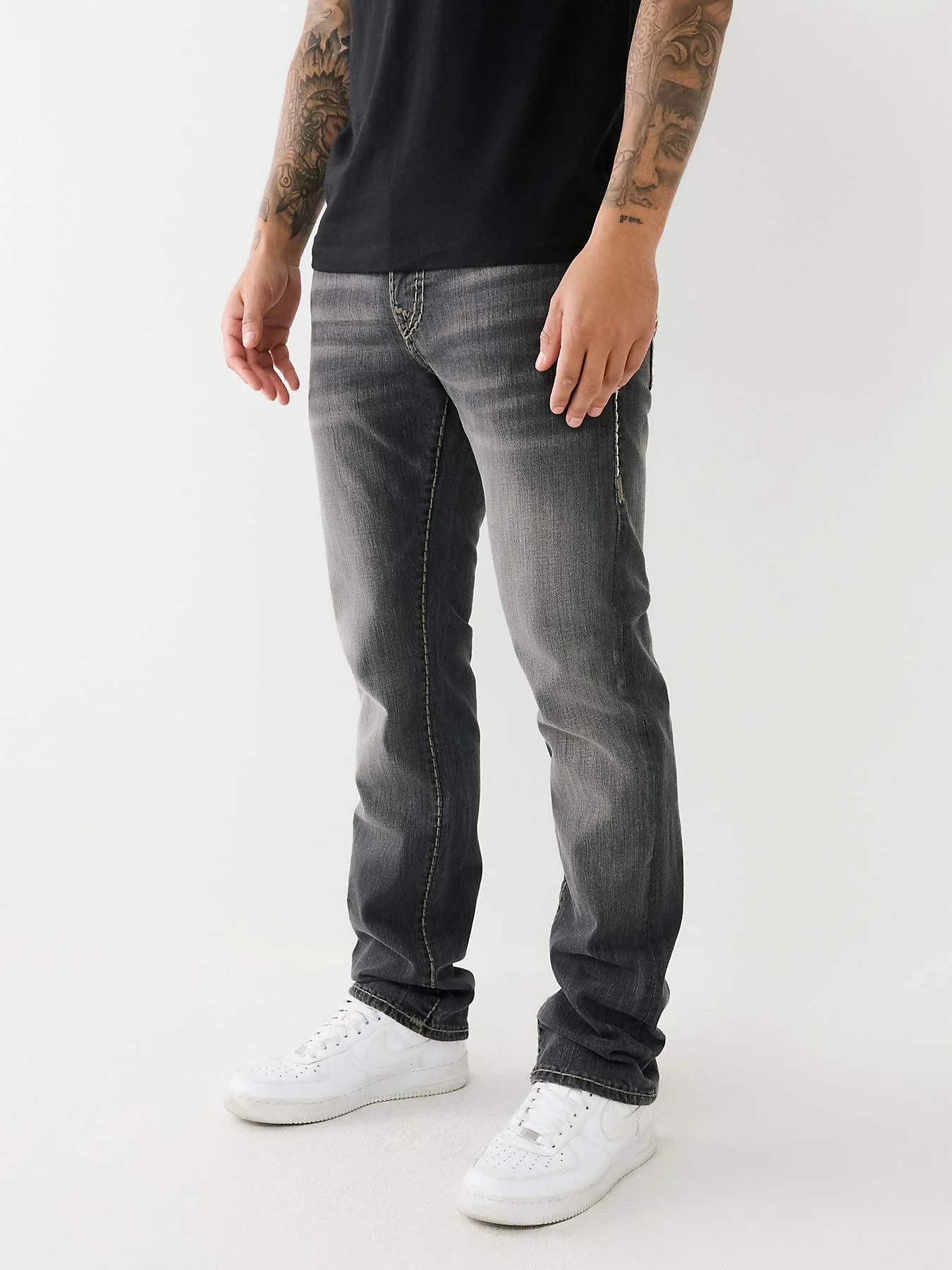 True Religion Men Super T Ricky Straight Fit Mid Rise Jeans - Image 2