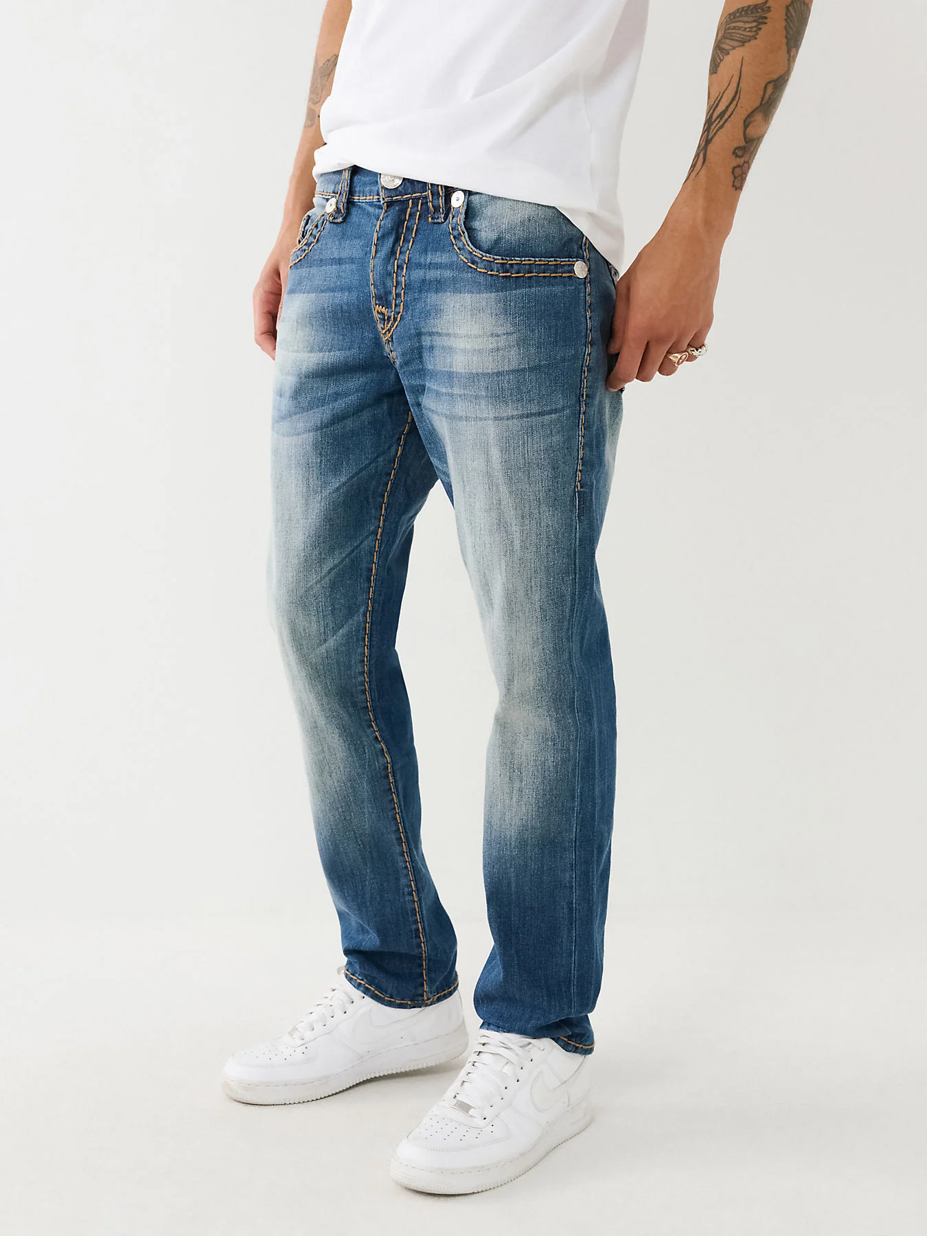True Religion Men Super T Geno Skinny Fit Medium Wash Jeans - Image 4