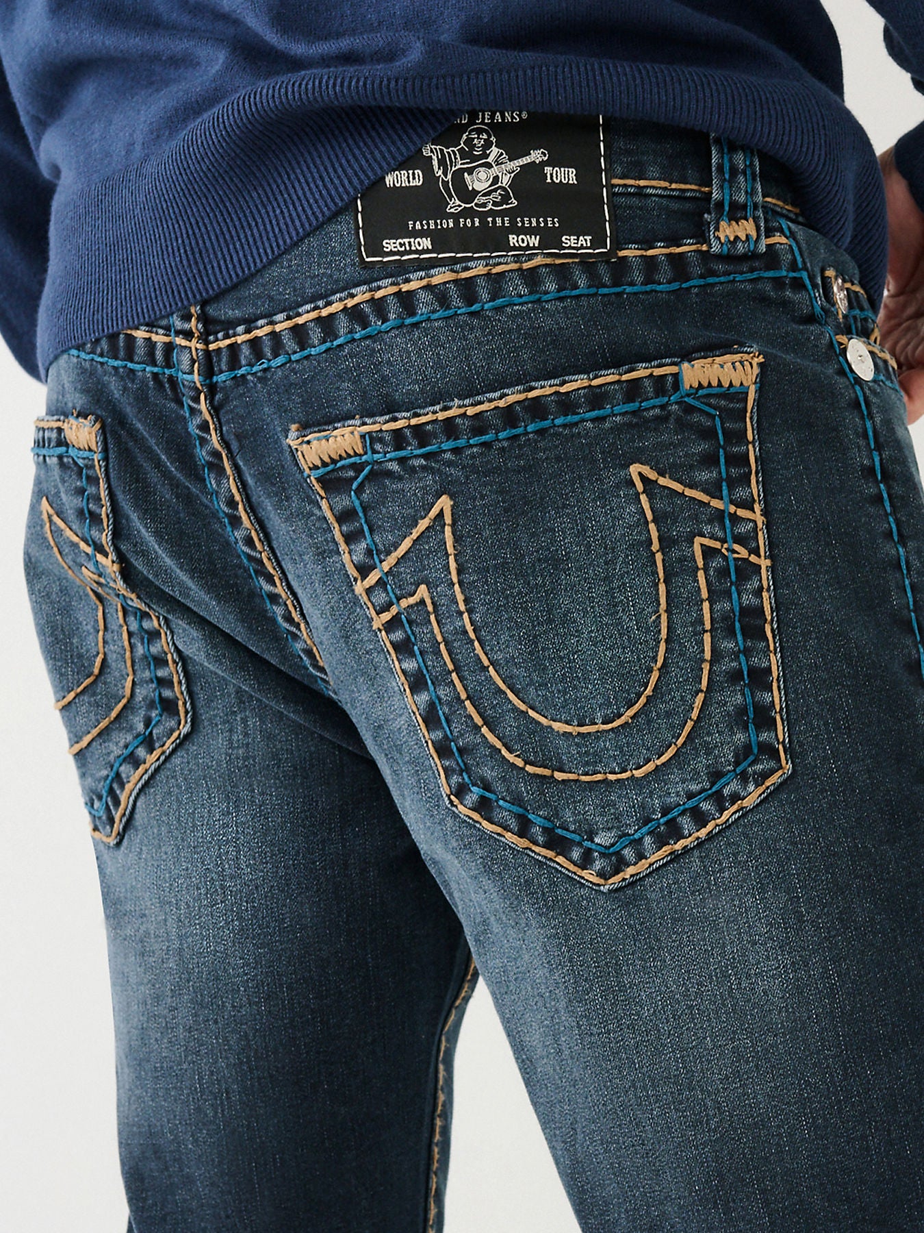 True Religion Men Super T Rocco Slim Fit Medium Wash Jeans
