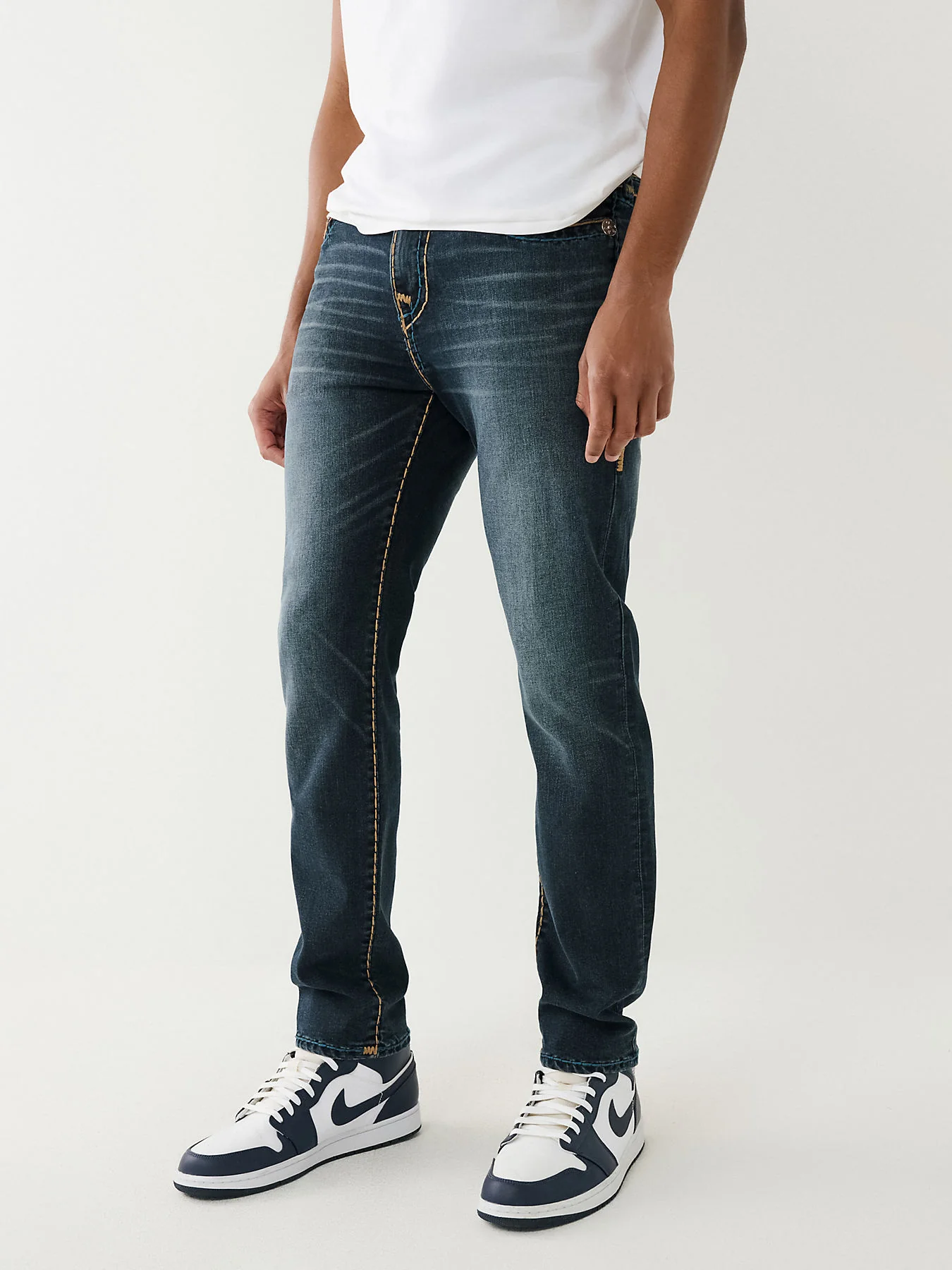 True Religion Men Super T Rocco Slim Fit Medium Wash Jeans - Image 4