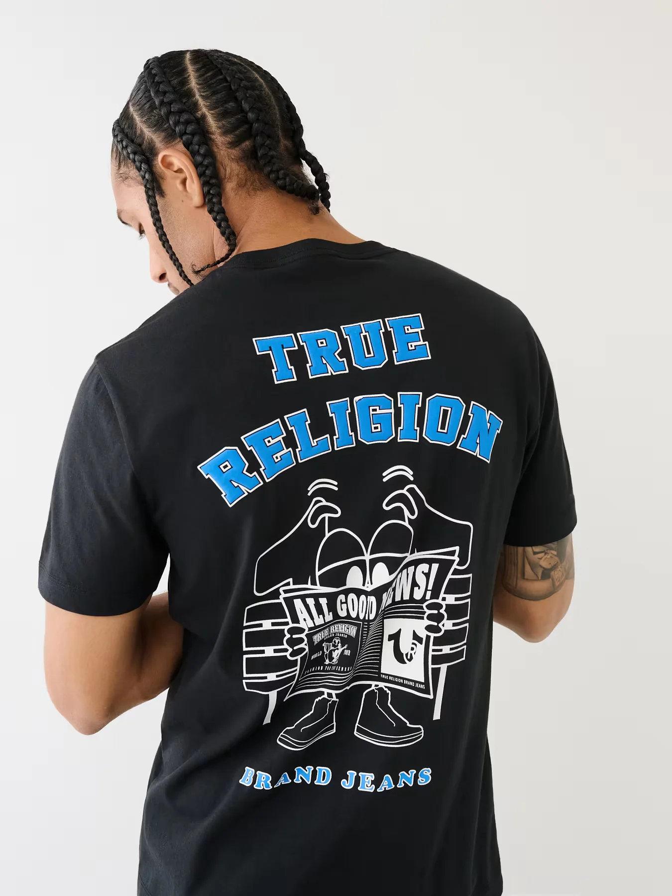 True Religion Men Black Printed Round Neck Short Sleeves T-Shirt - Image 6