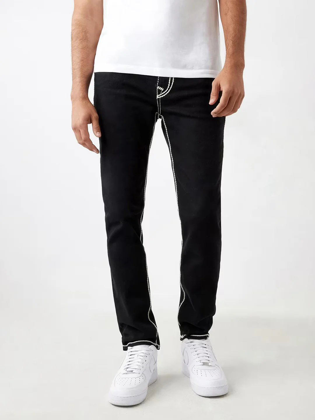True Religion Men Rope Stitch Rocco Skinny Fit Pure Cotton Mid Rise Jeans - Image 3