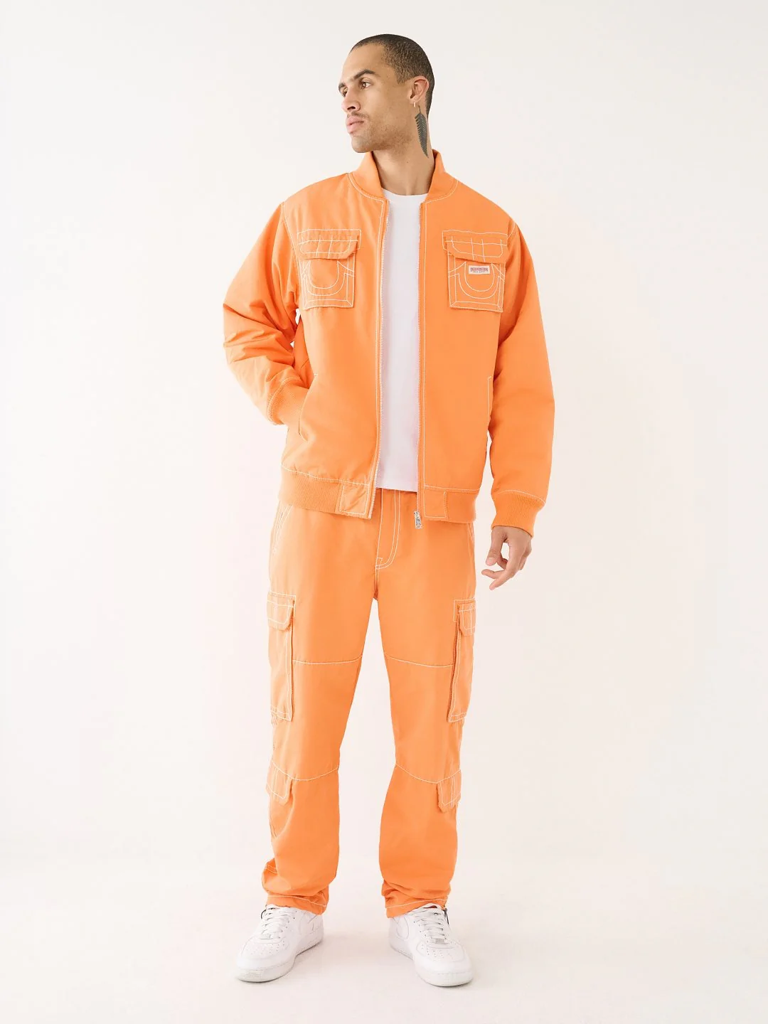 True Religion Men Orange Solid Oversized Mid-Rise Trouser - Image 6