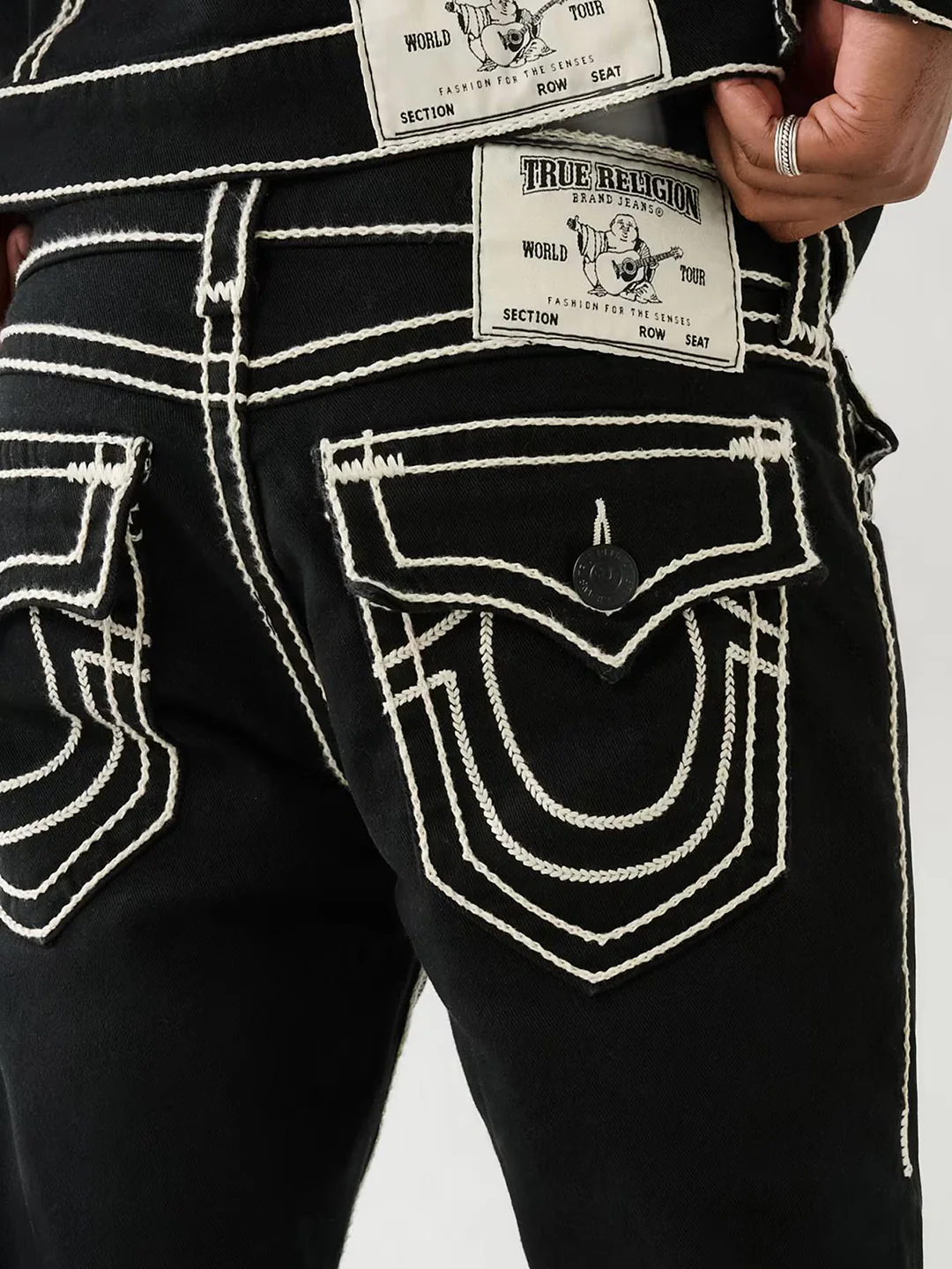 True Religion Men ROPE STITCH Ricky Straight Fit Pure Cotton Mid Rise Jeans