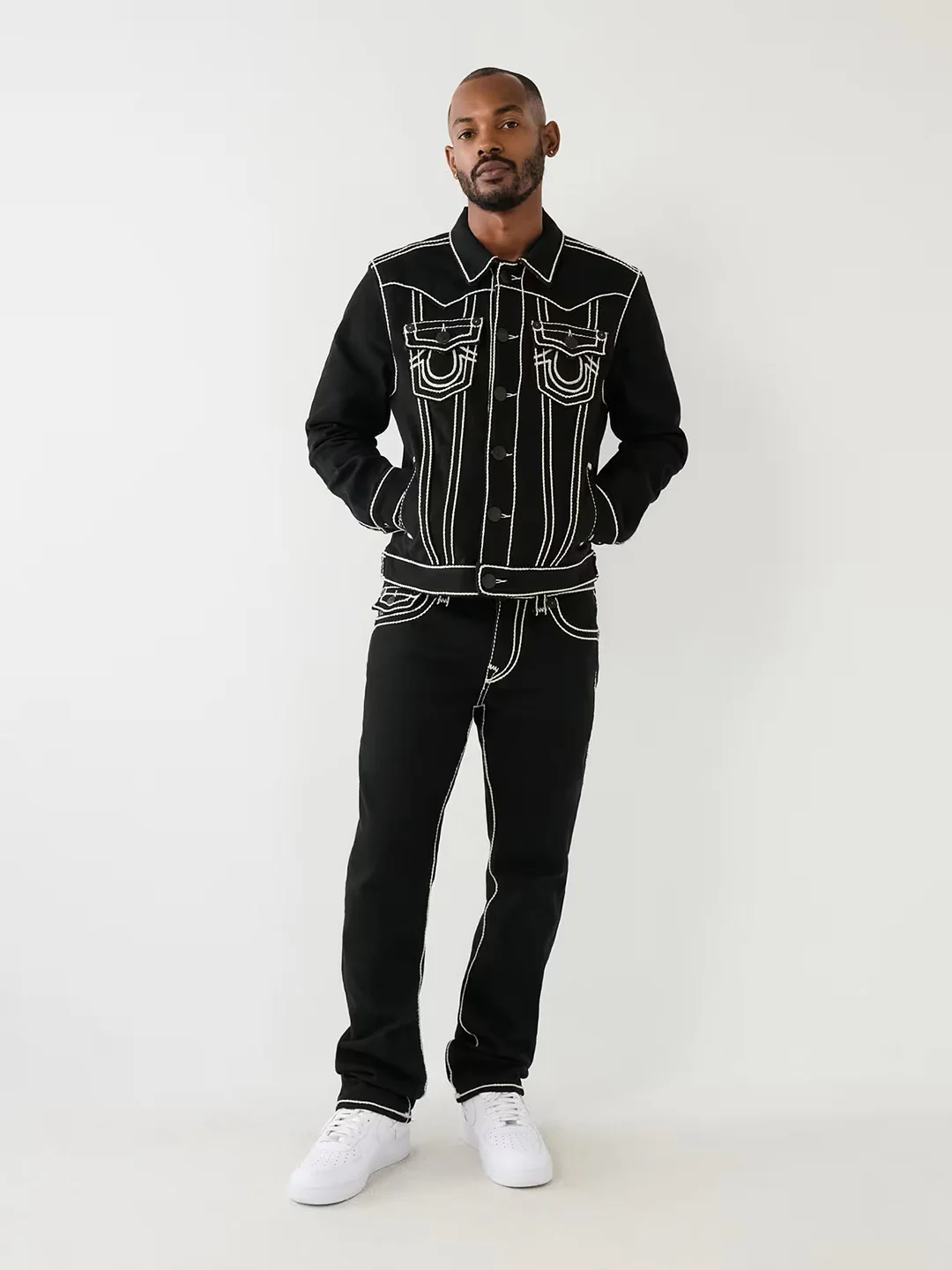 True Religion Men ROPE STITCH Ricky Straight Fit Pure Cotton Mid Rise Jeans - Image 5