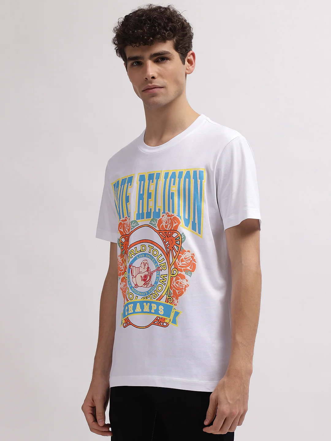 True Religion Men White Printed Round Neck Short Sleeves T-Shirt - Image 2