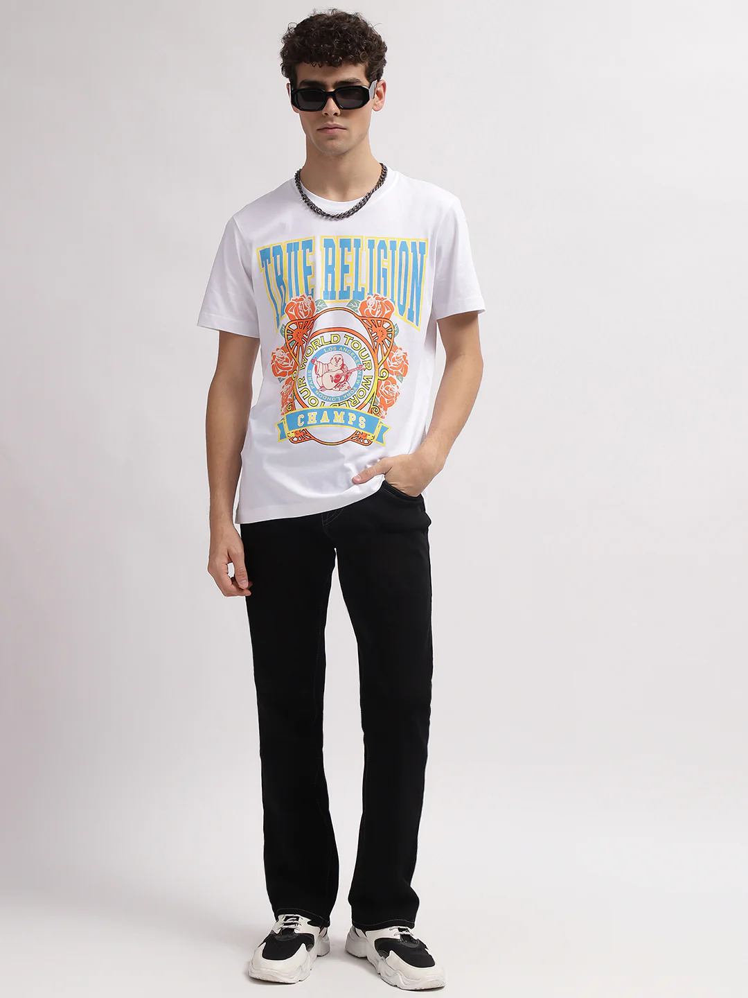 True Religion Men White Printed Round Neck Short Sleeves T-Shirt - Image 4