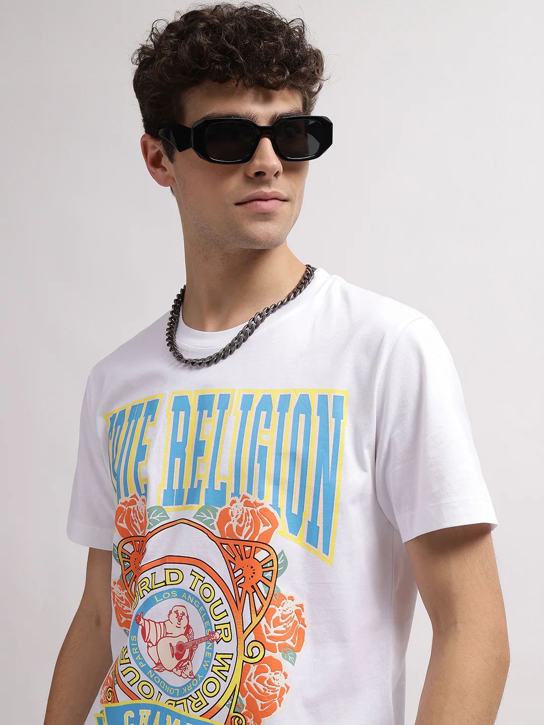 True Religion Men White Printed Round Neck Short Sleeves T-Shirt - Image 5