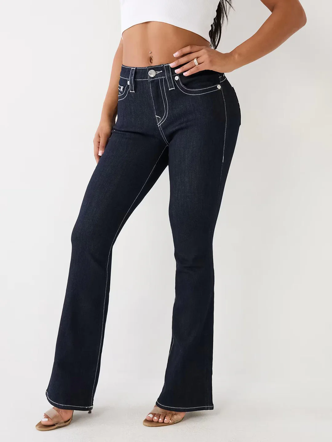 True Religion Womens SN Becca Bootcut Fit Blue Mid Rise Jeans - Image 4