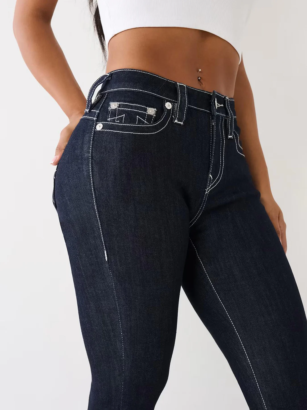 True Religion Womens SN Becca Bootcut Fit Blue Mid Rise Jeans - Image 5