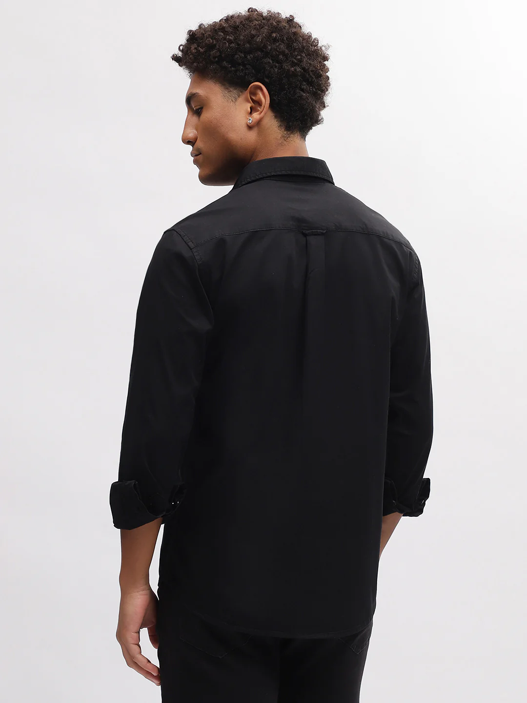 True Religion Men Black Solid Spread Collar Full Sleeves Shirt - Image 4