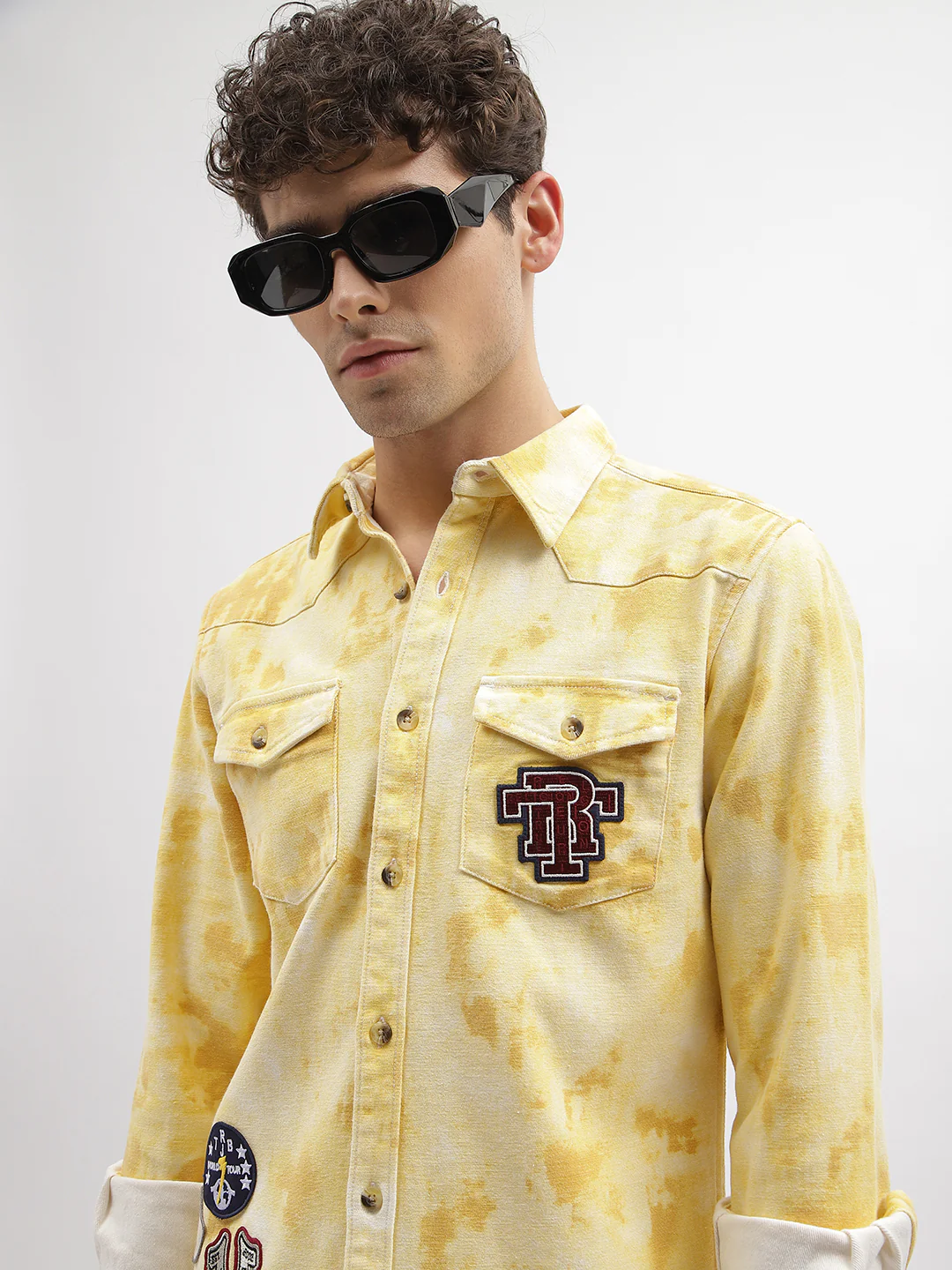 True Religion Men Yellow Printed Spread Collar Full Sleeves Shirt - Image 3