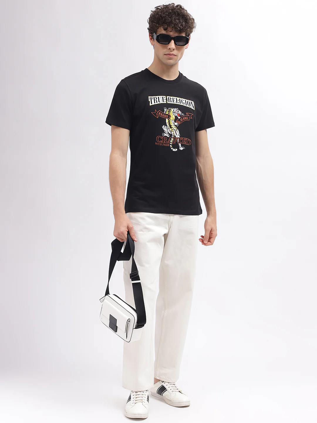 True Religion Men Black Printed Round Neck Short Sleeves T-Shirt - Image 5