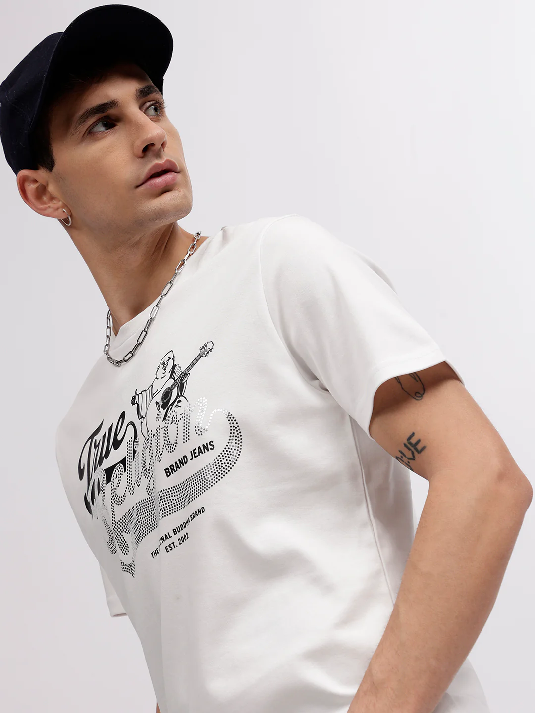 True Religion Men White Printed Round Neck Short Sleeves T-shirt - Image 2