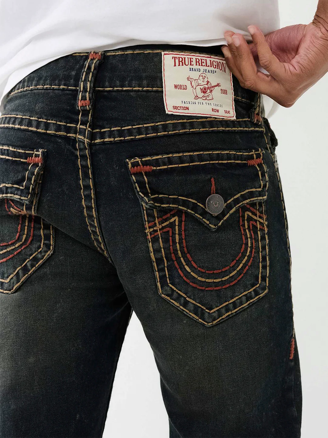 True Religion Men Super T Ricky Straight Fit Dark Wash Jeans