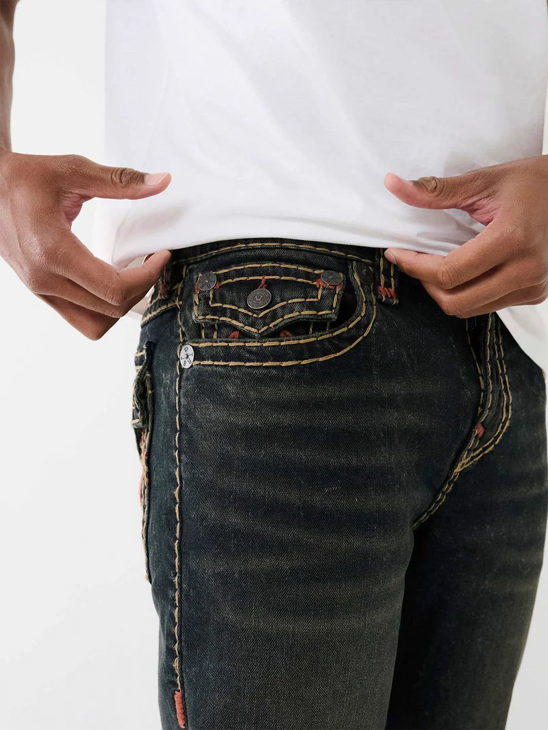 True Religion Men Super T Ricky Straight Fit Dark Wash Jeans - Image 4