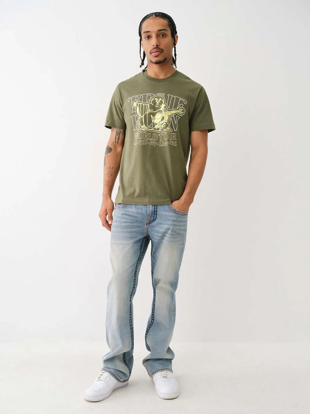 True Religion Men Super T Billy Bootcut Fit Medium Wash Jeans - Image 6