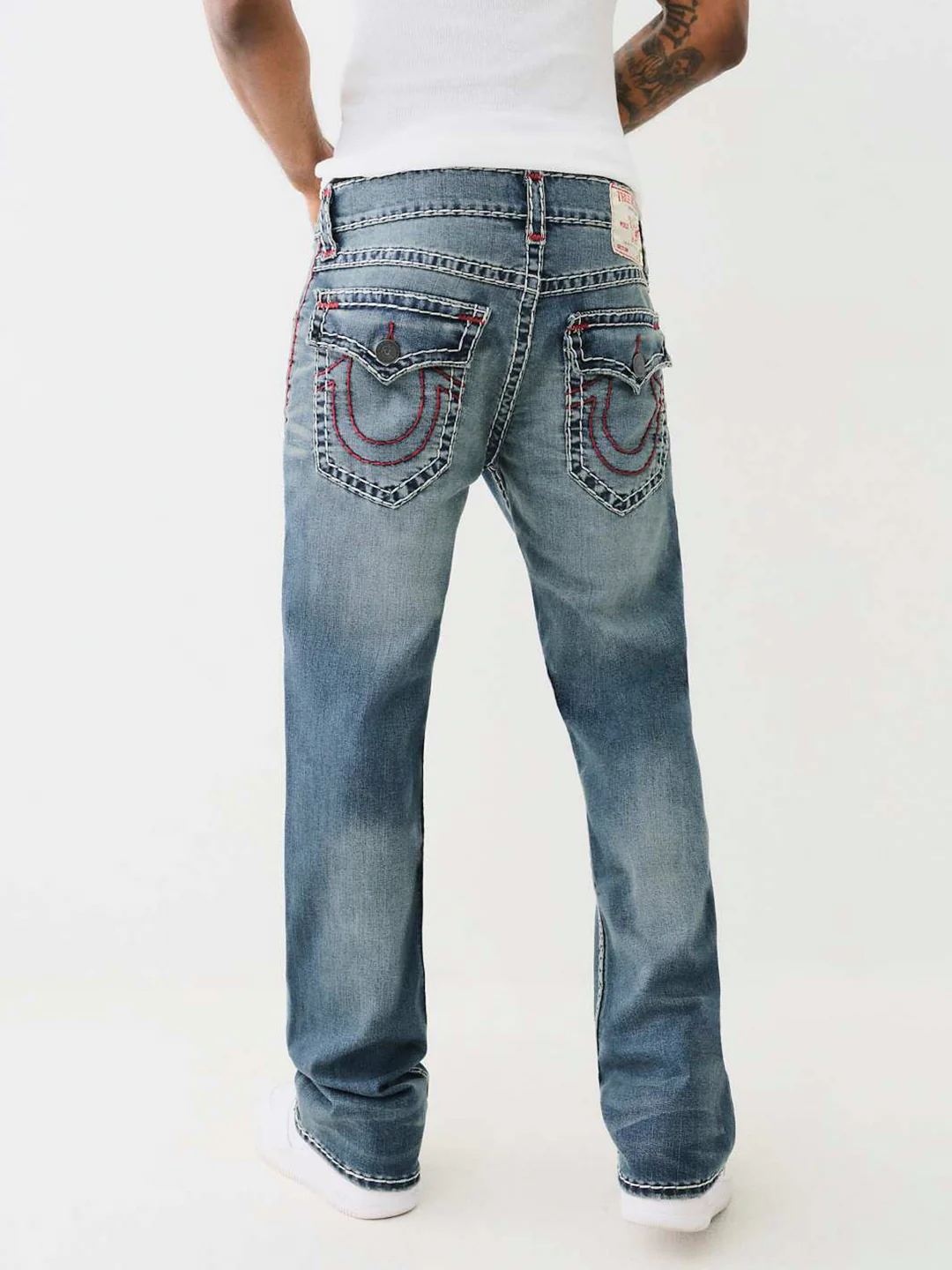 True Religion Men SUPER T Billy Bootcut Fit Medium Wash Jeans - Image 2