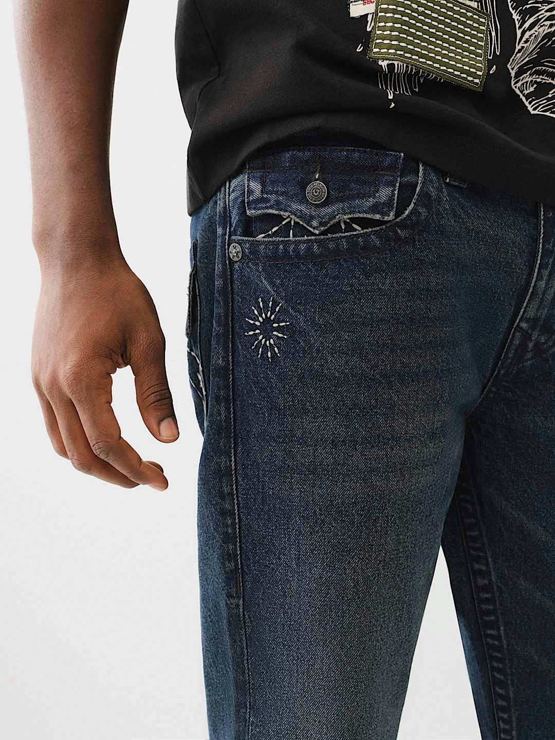 True Religion Men SN Ricky Straight Fit Dark Wash Jeans - Image 5