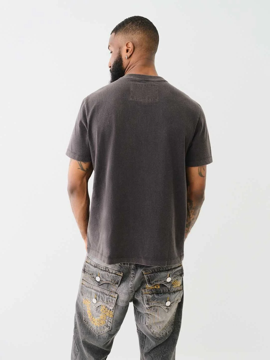True Religion Men Black Printed Round Neck Short Sleeves T-shirt - Image 2