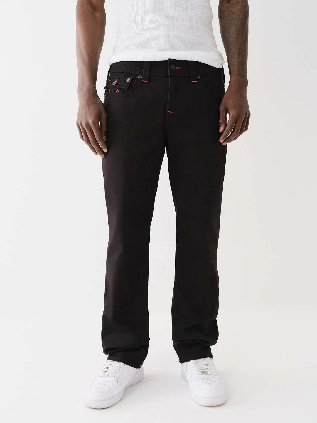 True Religion Men Embroidered Ricky Straight Fit Mid Rise Jeans - Image 3
