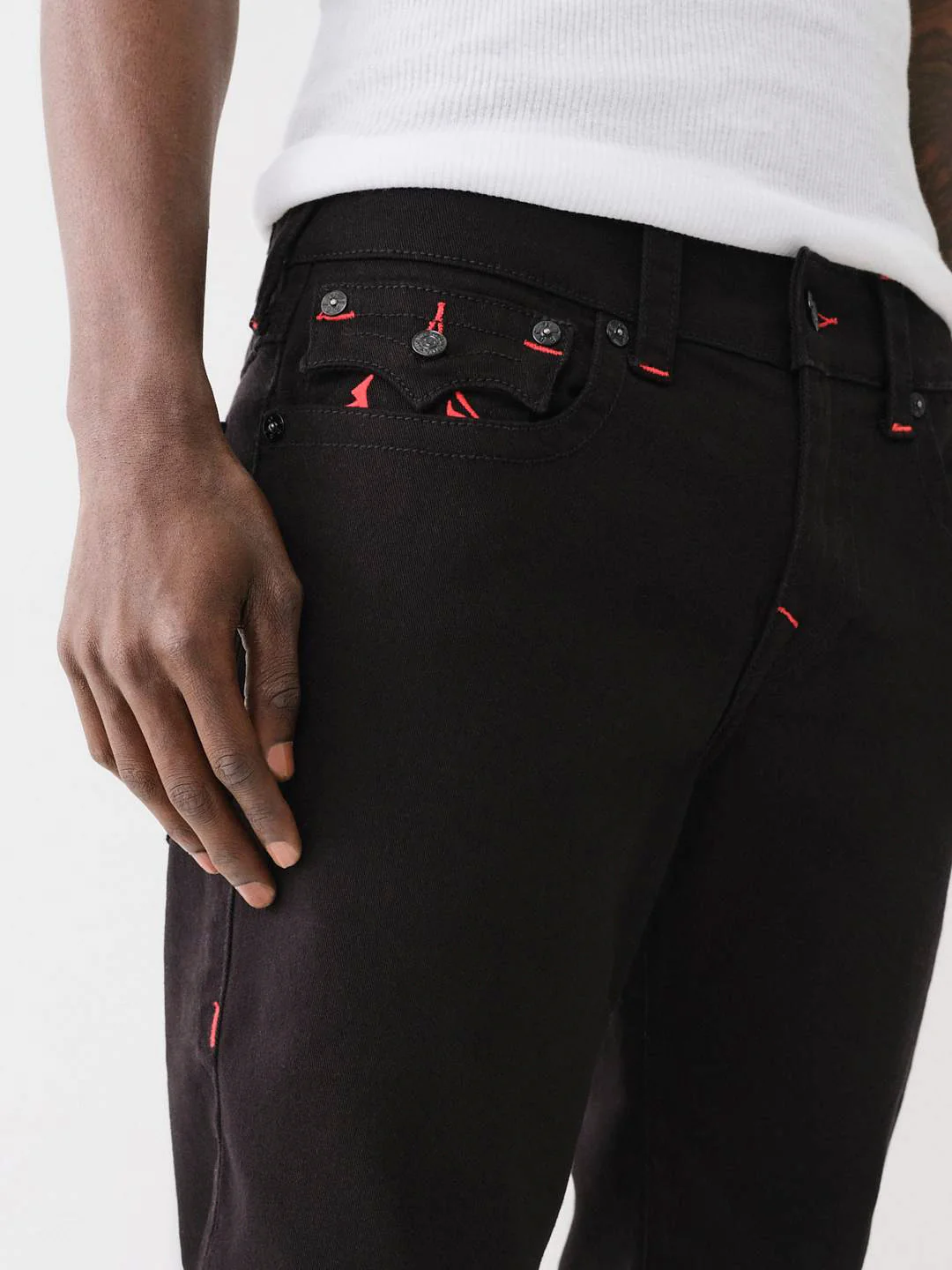 True Religion Men Embroidered Ricky Straight Fit Mid Rise Jeans - Image 5
