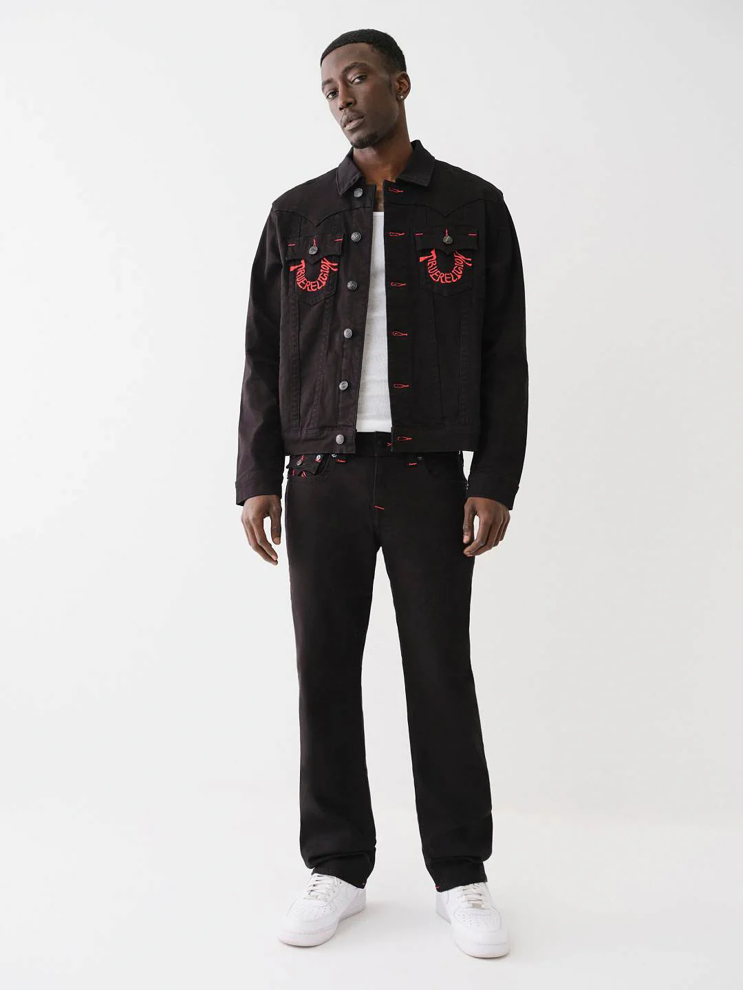 True Religion Men Embroidered Ricky Straight Fit Mid Rise Jeans - Image 6