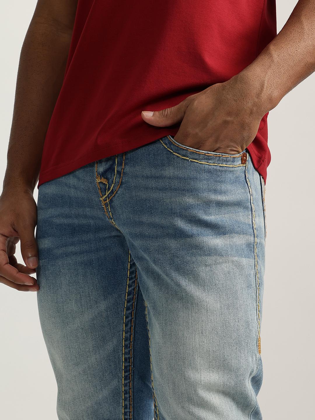 True Religion Men Super T Rocco Slim Fit Medium Wash Jeans - Image 4