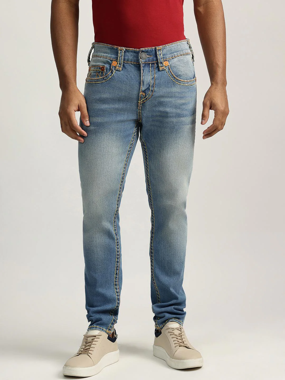 True Religion Men Super T Rocco Slim Fit Medium Wash Jeans - Image 5