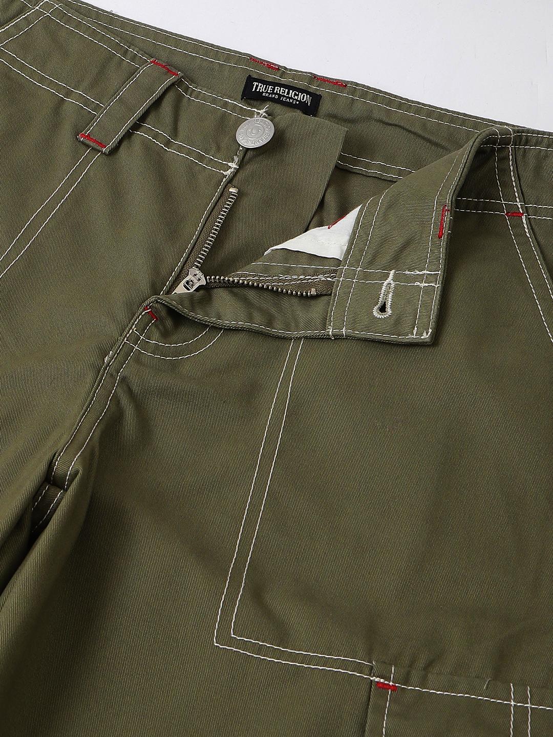 True Religion Women Green Solid Oversized Cargo Trouser - Image 6