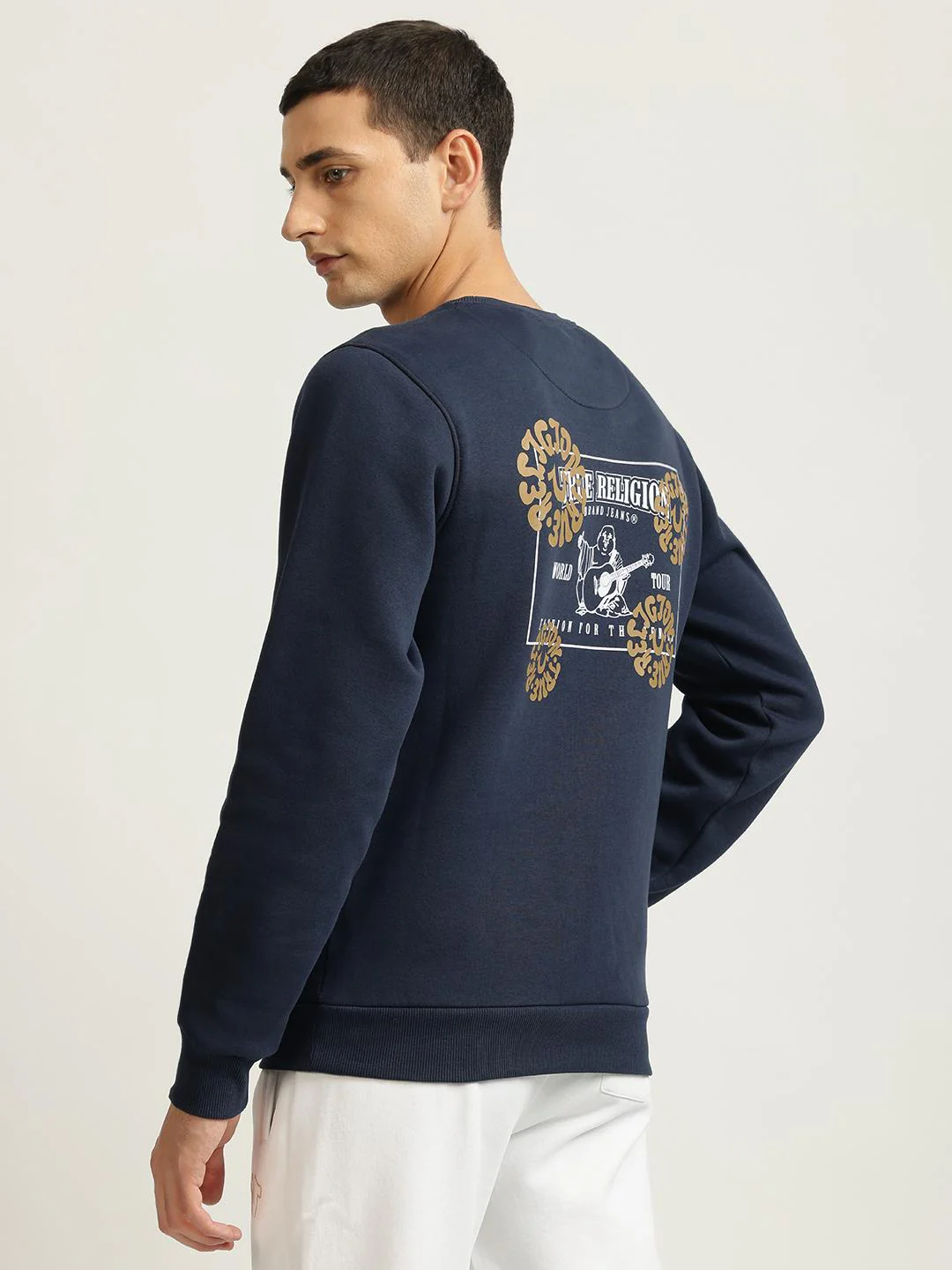 True Religion Men Blue Printed Round Neck Full Sleeves Pullover Style Sweatshirt - Image 3