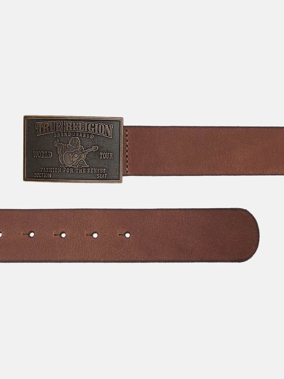 True Religion Men Brown Solid Belt With Push Pin Buckle - Image 3