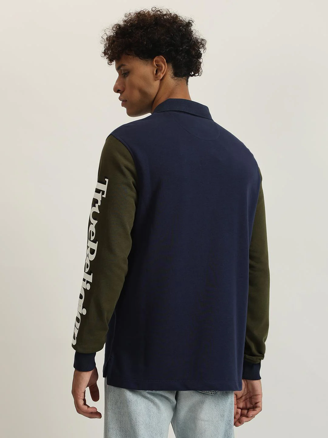 True Religion Men Color-Blocked Polo Collar Full Sleeves T-Shirt - Image 3