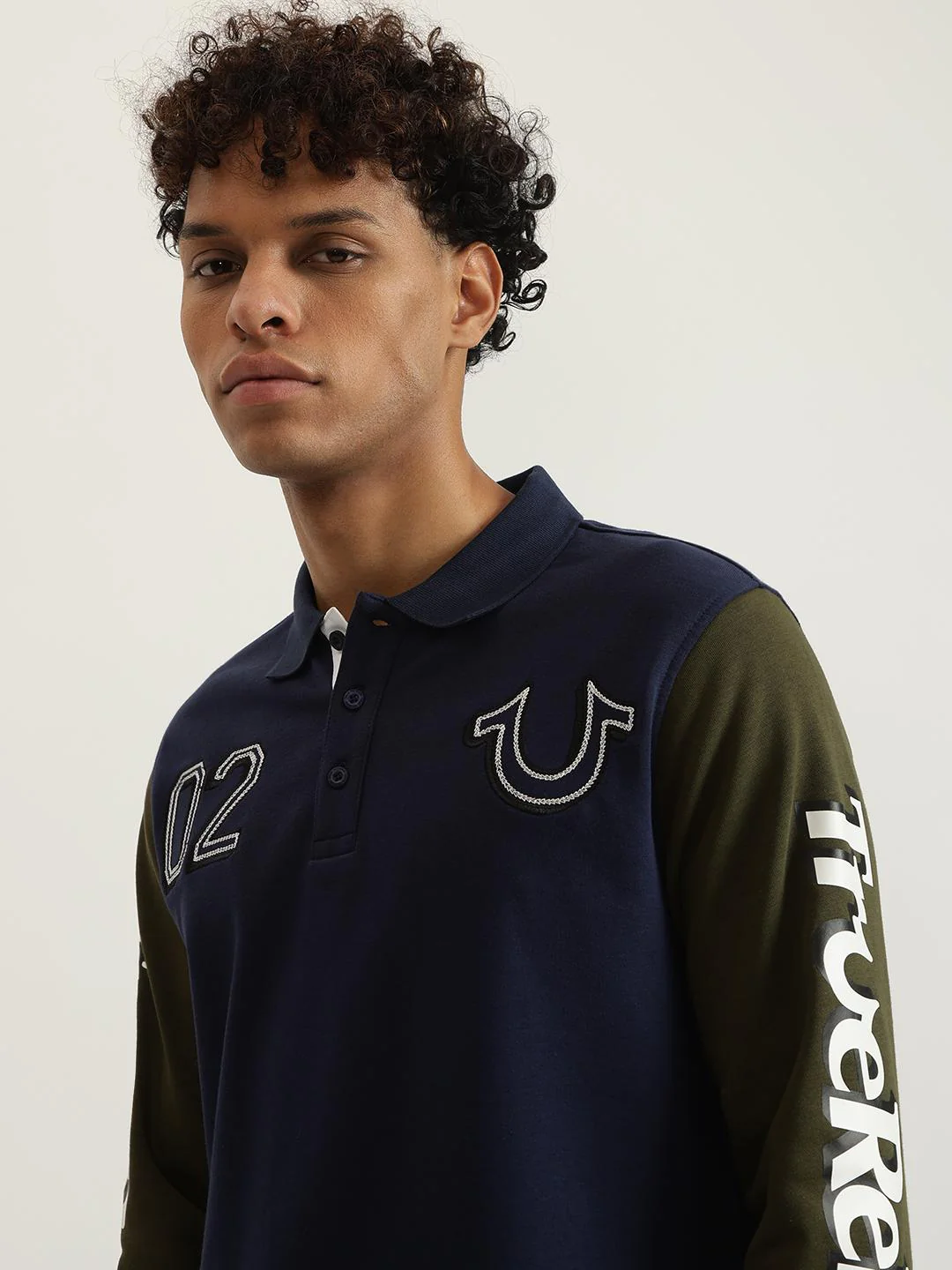True Religion Men Color-Blocked Polo Collar Full Sleeves T-Shirt - Image 5