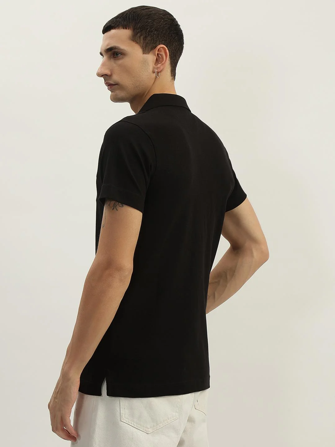 True Religion Men Black Solid Polo Collar Short Sleeves Polo T-Shirt - Image 3