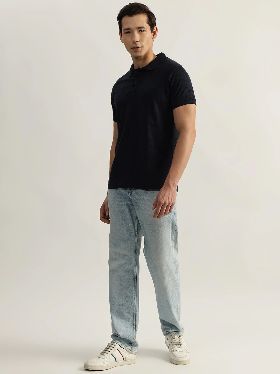 True Religion Men Navy Solid Polo Collar Short Sleeves T-Shirt - Image 4