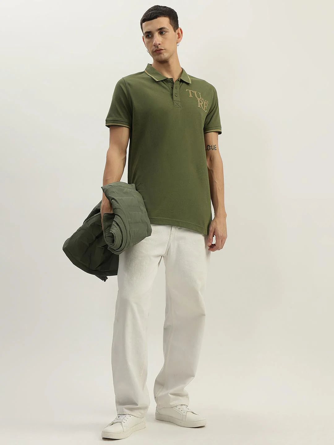 True Religion Men Green Solid Polo Collar Short Sleeves Polo T-Shirt - Image 2