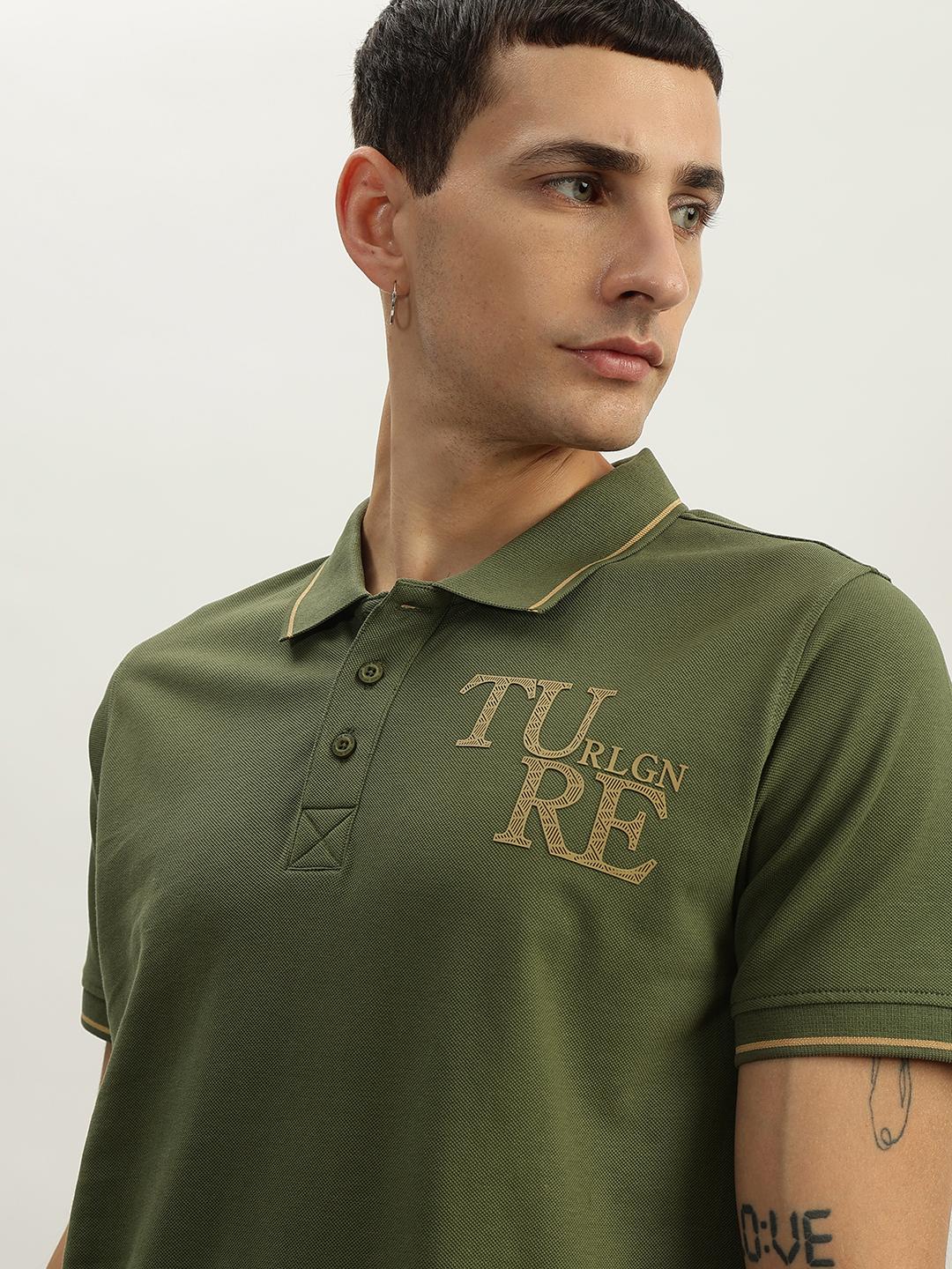 True Religion Men Green Solid Polo Collar Short Sleeves Polo T-Shirt - Image 4