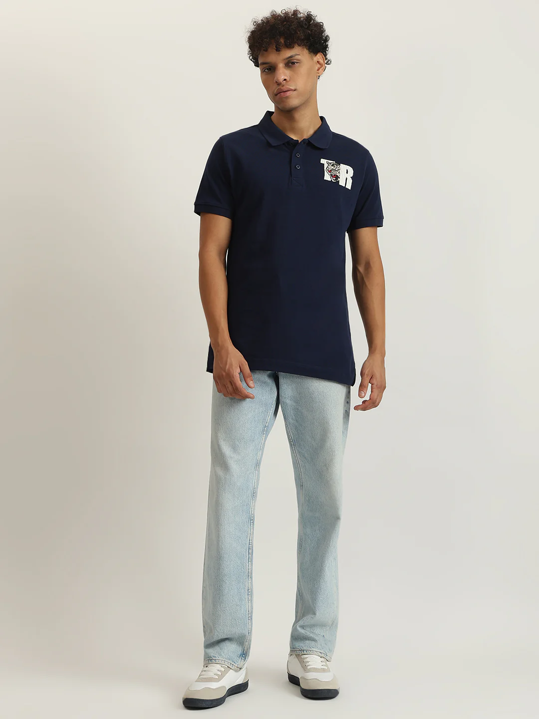 True Religion Men Navy Blue Solid Collared Short Sleeves Polo T-Shirt - Image 4
