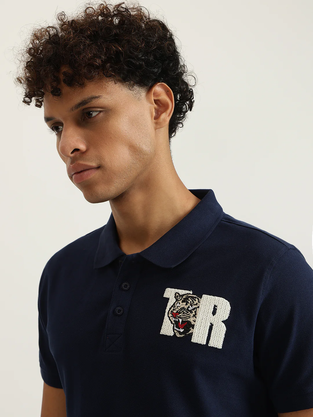 True Religion Men Navy Blue Solid Collared Short Sleeves Polo T-Shirt - Image 5
