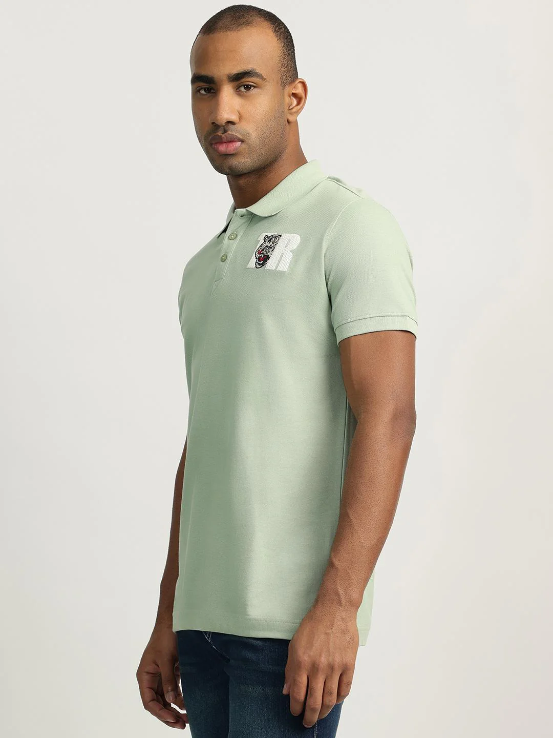 True Religion Men Green Solid Collared Short Sleeves Polo T-Shirt - Image 2