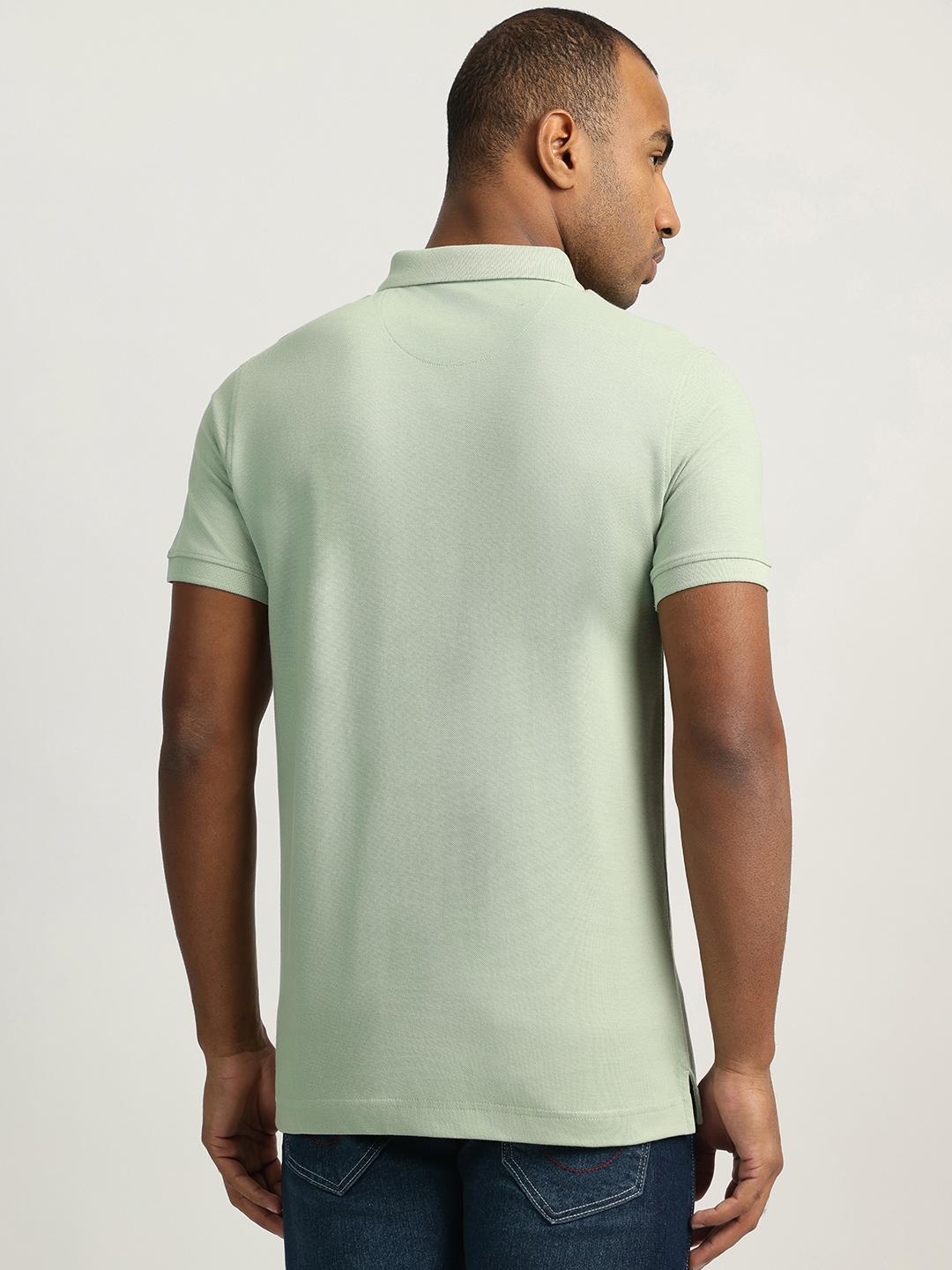 True Religion Men Green Solid Collared Short Sleeves Polo T-Shirt - Image 3