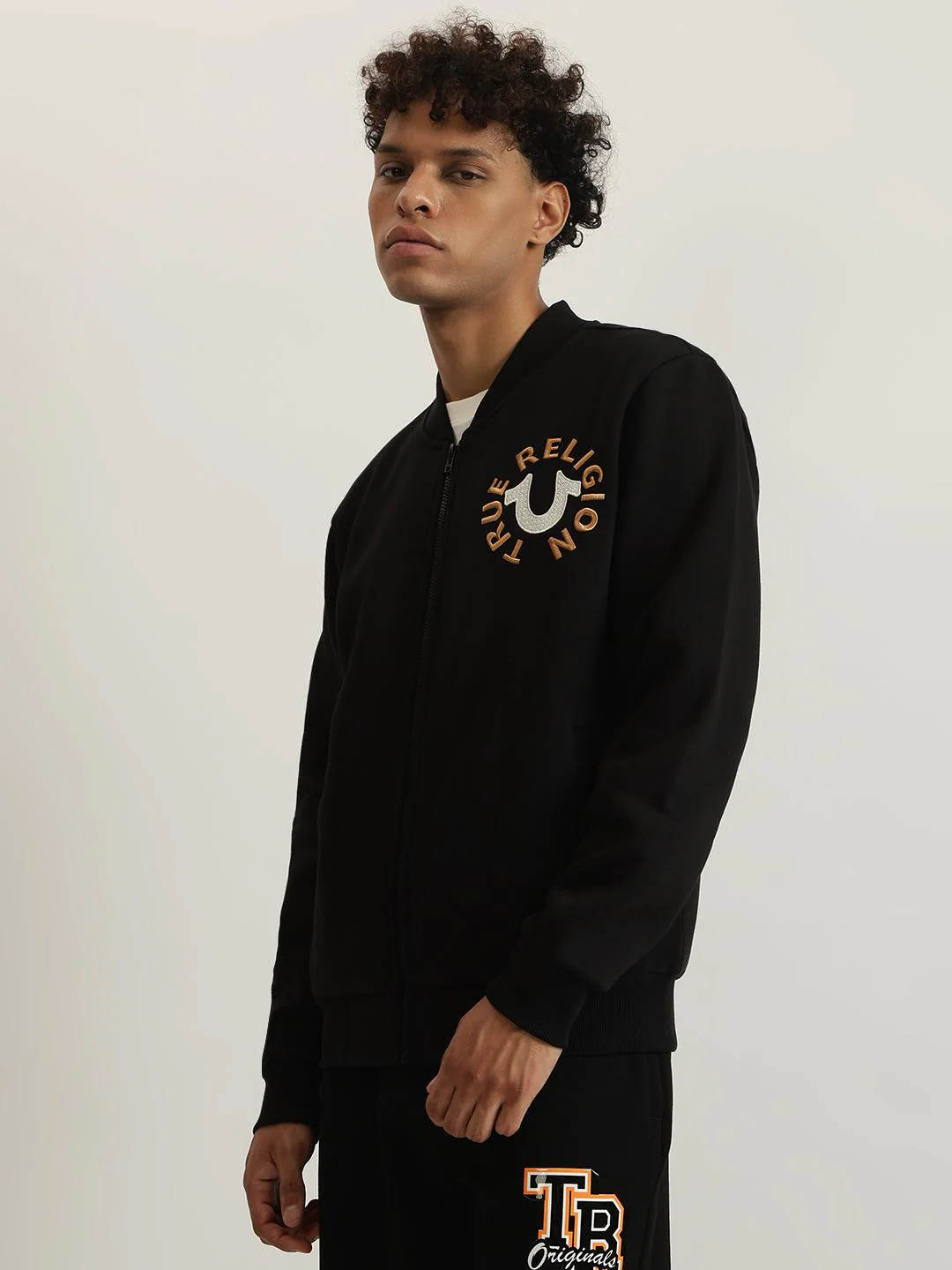 True Religion Men Embroidered Stand Collar Full Sleeves Bomber Jacket - Image 2