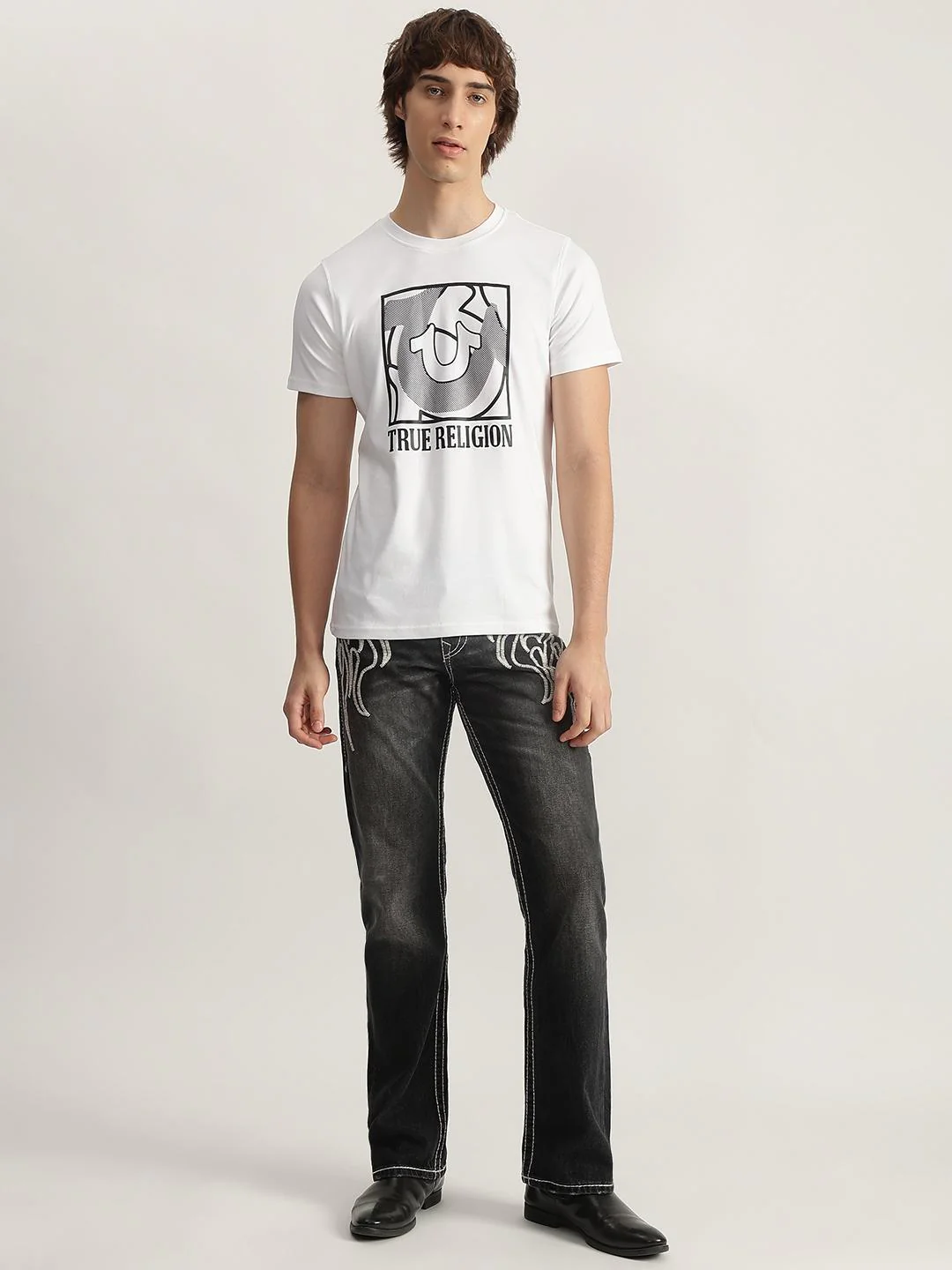True Religion Men White Printed Round Neck Short Sleeves T-Shirt - Image 4