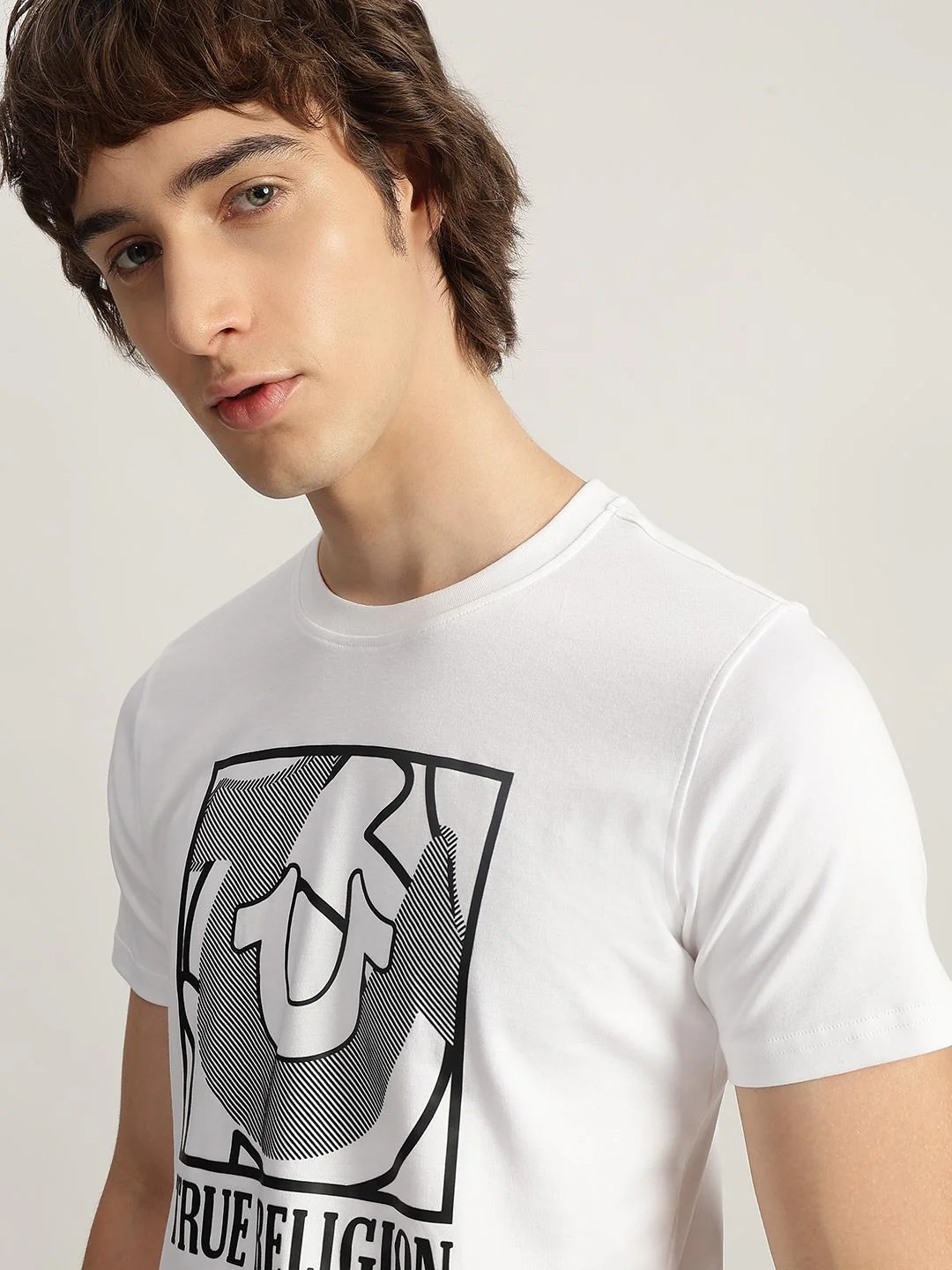 True Religion Men White Printed Round Neck Short Sleeves T-Shirt - Image 5