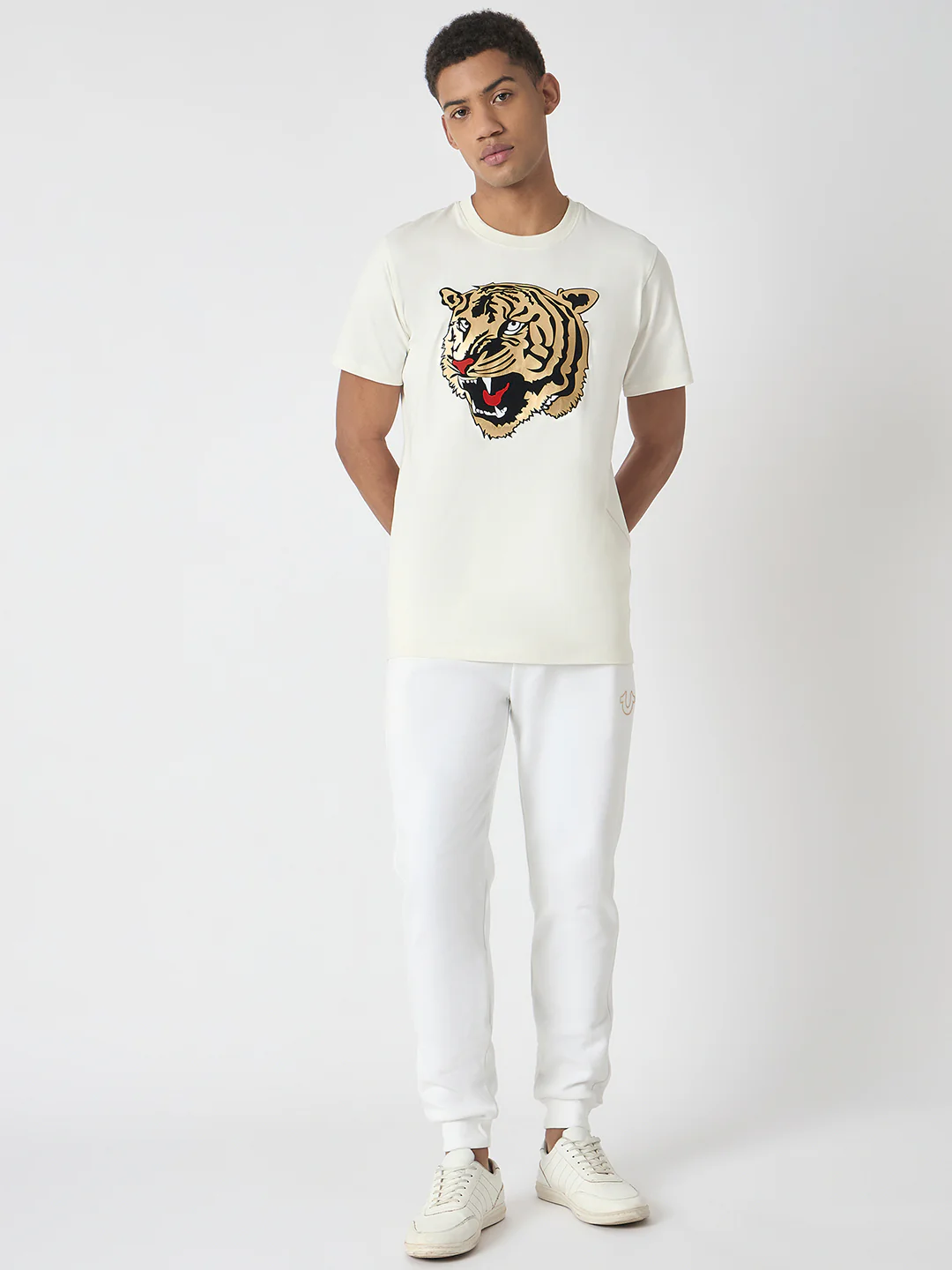 True Religion Men White Printed Round Neck Short Sleeves T-Shirt - Image 3