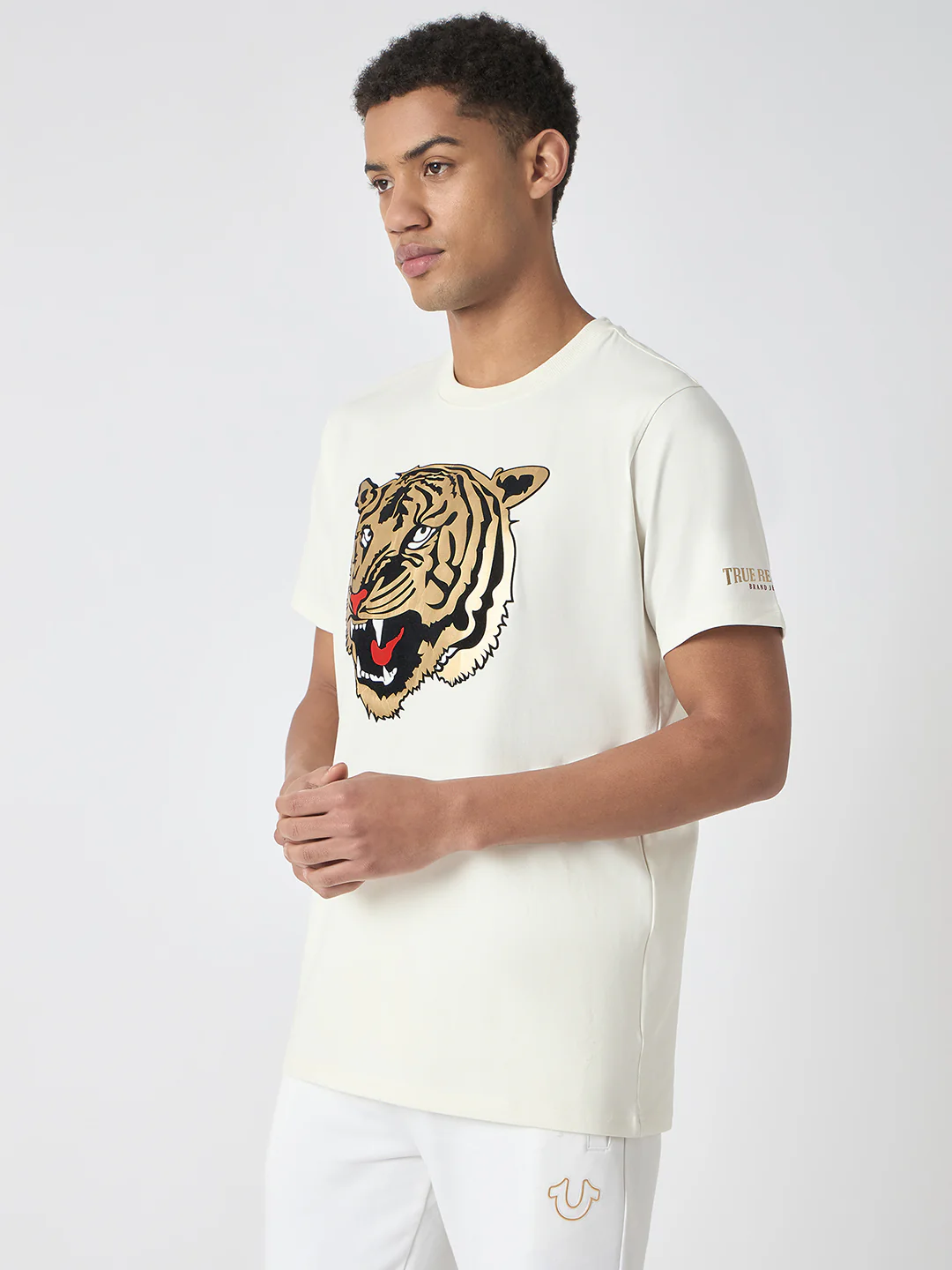 True Religion Men White Printed Round Neck Short Sleeves T-Shirt - Image 6
