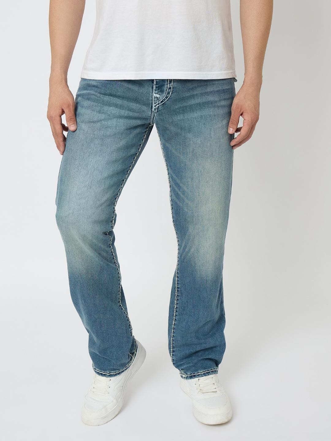True Religion Men SUPER T Ricky Straight Fit Medium Wash Jeans - Image 2